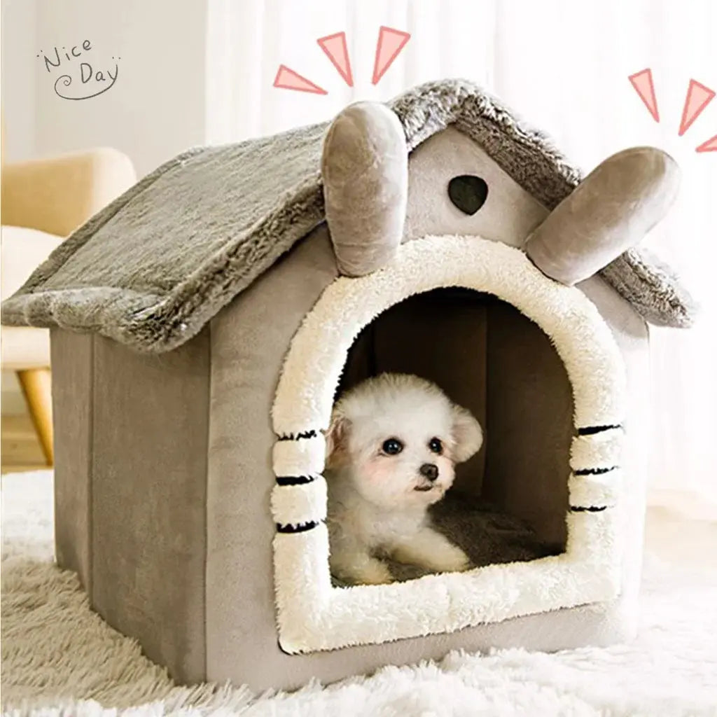 Soft Pet Bed Tent House Dog Kennel Cat Bed Indoor Warm Dog House with Removable Cushion Suitable for Small Medium Large Pets