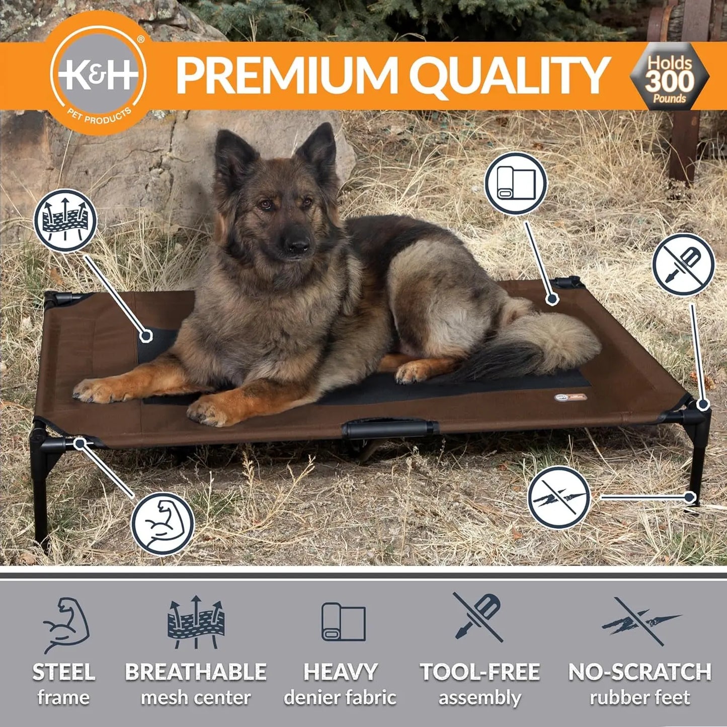 Original Pet Cot, Elevated Dog Bed Cot with Mesh Center, Multiple Sizes