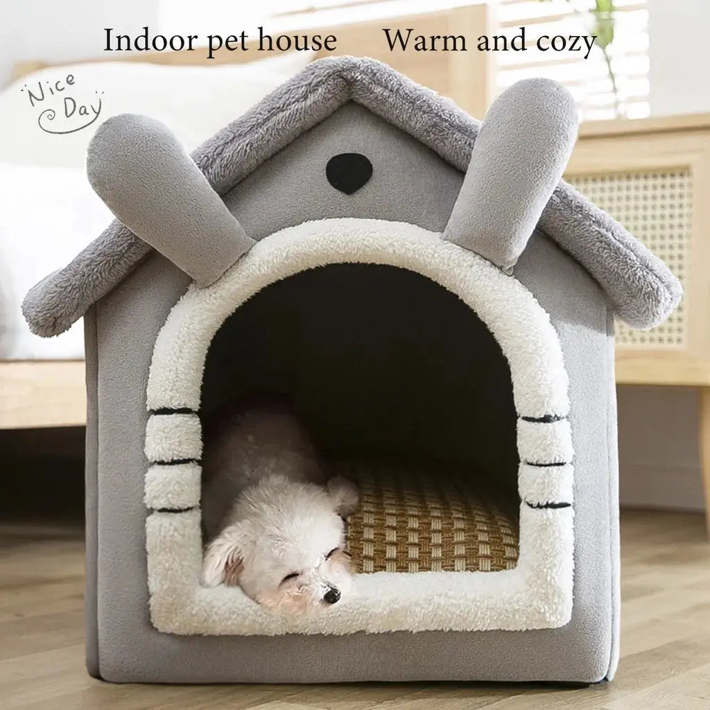 Soft Pet Bed Tent House Dog Kennel Cat Bed Indoor Warm Dog House with Removable Cushion Suitable for Small Medium Large Pets